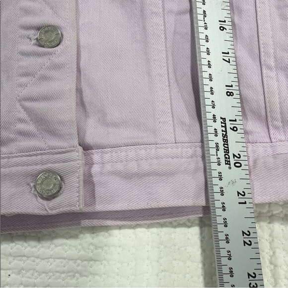 J Crew Lavender Cropped Denim Jacket Womens Large Spring Easter romantic - Picture 4 of 6
